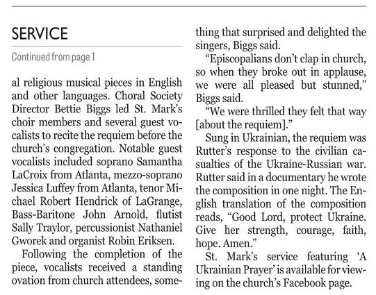 Prayers for Ukraine, page 2, LaGrange Daily News