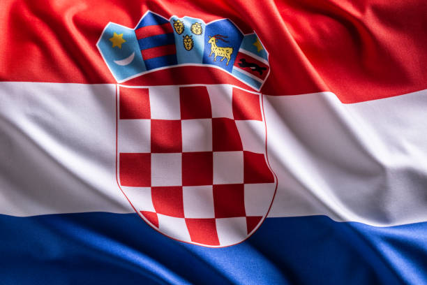 Waving flag of Croatia. National symbol of country and state