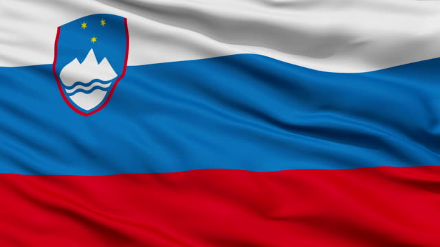 Slovenia Flag Close Up Realistic Animation Seamless Loop - 10 Seconds Long